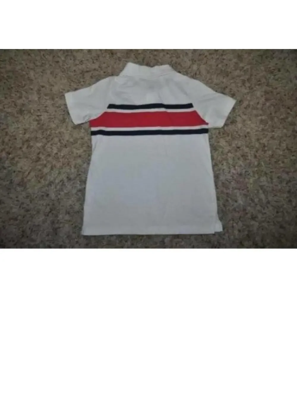 Oshkosh Polo Shirt Boys 4/5 White Short Sleeve 2 Button Collared 1 Pocket Tee